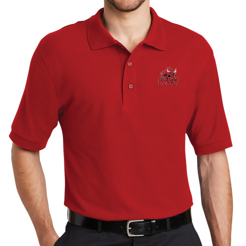 Red Silk Touch Polo-Official Logo