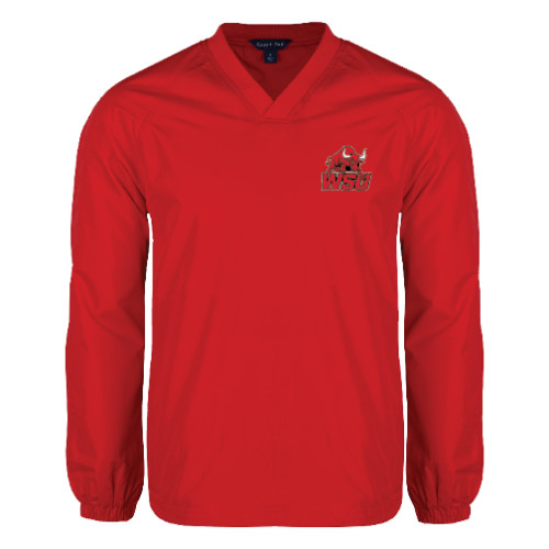 Red V Neck Raglan Windshirt-Official Logo