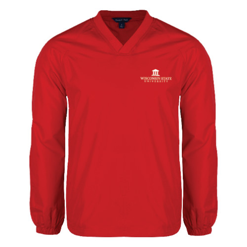 Red V Neck Raglan Windshirt-University Mark