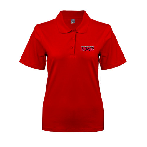 Womens Silk Touch Red Pique Polo-WSU