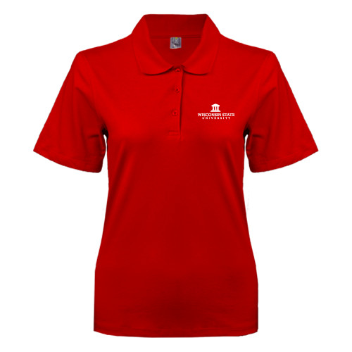 Womens Silk Touch Red Pique Polo-University Mark