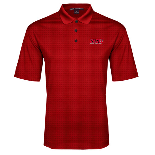 Red Performance Fine Jacquard Polo-WSU