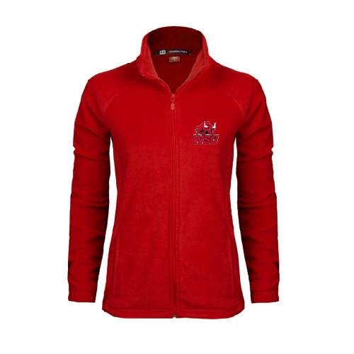 Womens Red Fleece Full Zip Jacket-Official Logo
