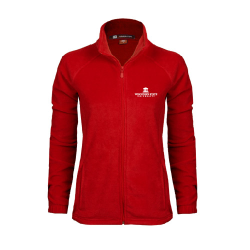 Womens Red Fleece Full Zip Jacket-University Mark