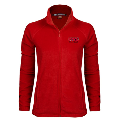 Womens Red Fleece Full Zip Jacket-Bulls Club
