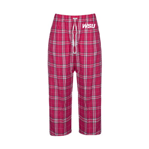 Womens Dark Fuchsia/White Flannel Pajama Pant-WSU