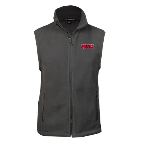 Charcoal Fleece Full Zip Vest-WSU