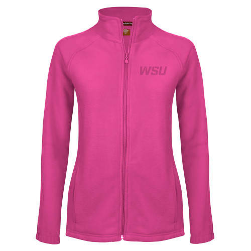Womens Raspberry Fleece Full Zip Jacket-WSU