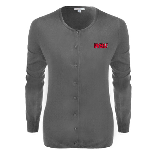 Womens Charcoal Cardigan Sweater-WSU