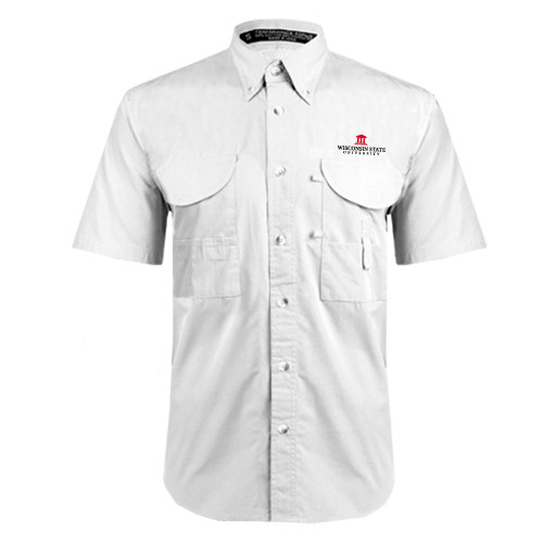White Fishing Shirt Performance Short Sleeve-University Mark