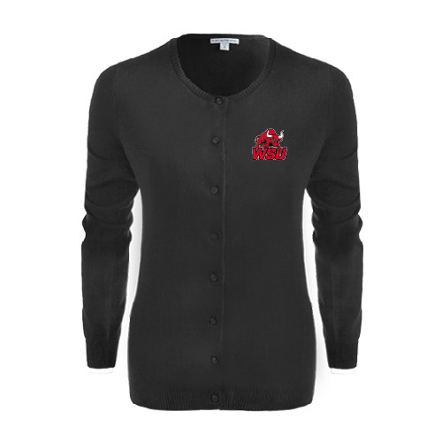 Womens Black Cardigan Sweater-Official Logo