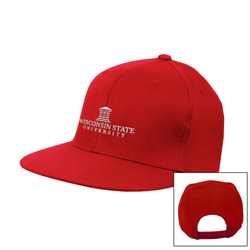 Red Flat Bill Snapback Hat-University Mark