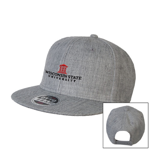 Heather Grey Wool Blend Flat Bill Snapback Hat-University Mark