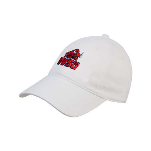 White Unstructured Adjustable Low Profile Hat-Official Logo
