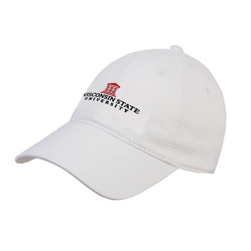 White Unstructured Adjustable Low Profile Hat-University Mark