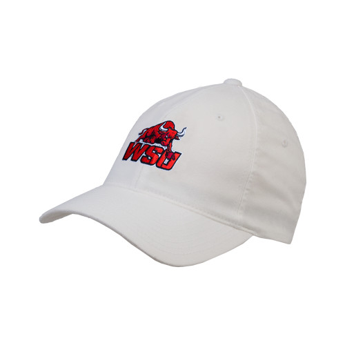 White Flexfit Structured Low Profile Hat-Official Logo