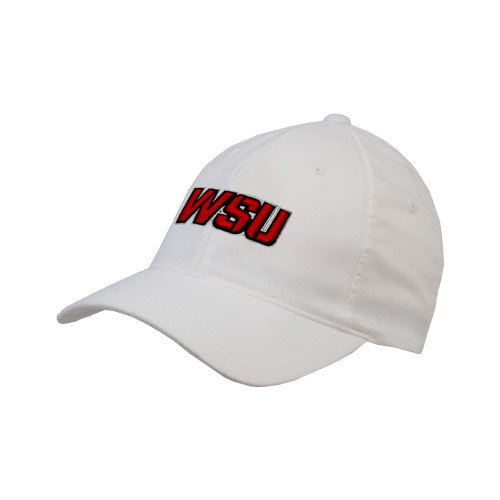 White Flexfit Structured Low Profile Hat-WSU