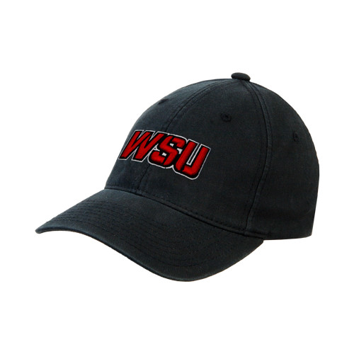 Black Flexfit Structured Low Profile Hat-WSU