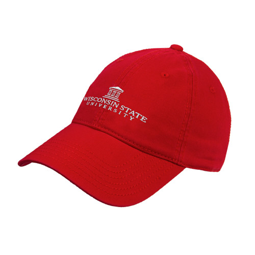 Red Unstructured Adjustable Low Profile Hat-University Mark