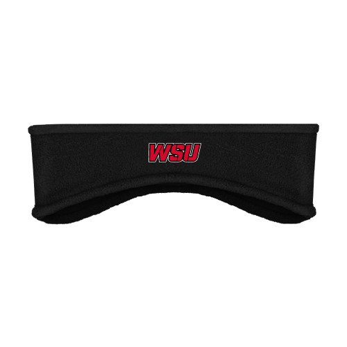 Black Stretch Fleece Headband-WSU