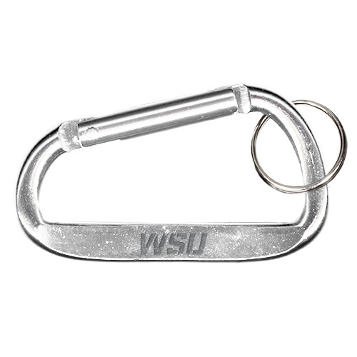 Silver Carabiner with Split Ring-WSU Engraved