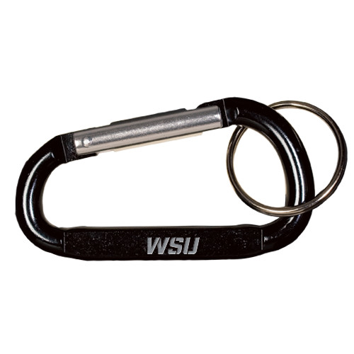Black Carabiner with Split Ring-WSU Engraved