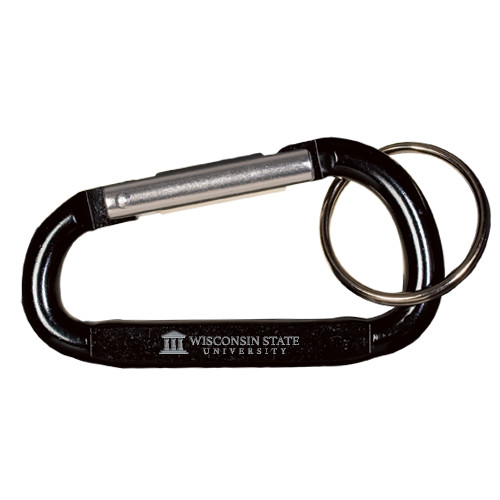 Black Carabiner with Split Ring-University Wordmark Engraved