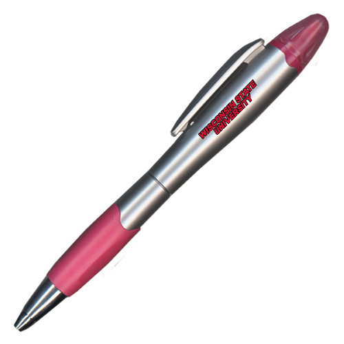 Silver/Pink Blossom Pen/Highlighter-Athletic Wordmark