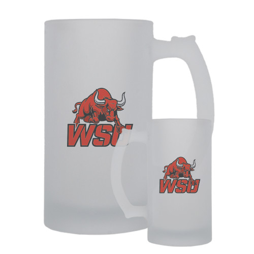 Full Color Decorative Frosted Glass Mug 16oz-Official Logo