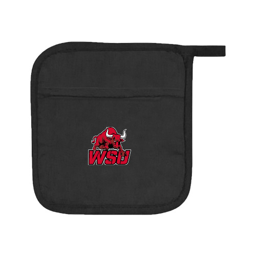 Quilted Canvas Black Pot Holder-Official Logo