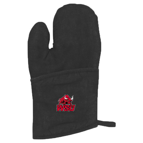 Quilted Canvas Black Oven Mitt-Official Logo