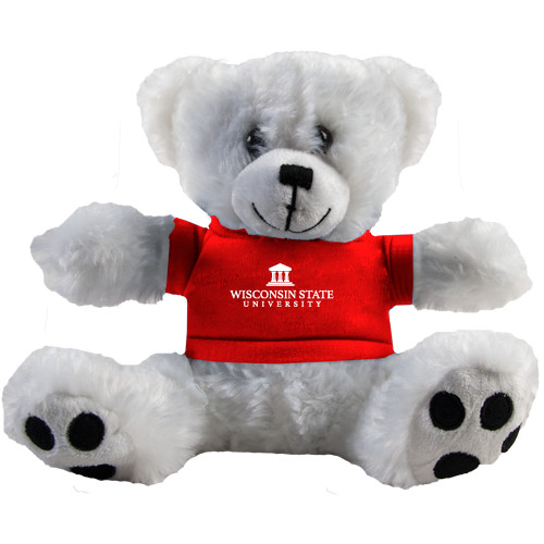 Plush Big Paw 8 1/2 inch White Bear w/Red Shirt-University Mark