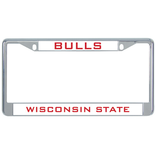 Metal License Plate Frame in Chrome-Bulls