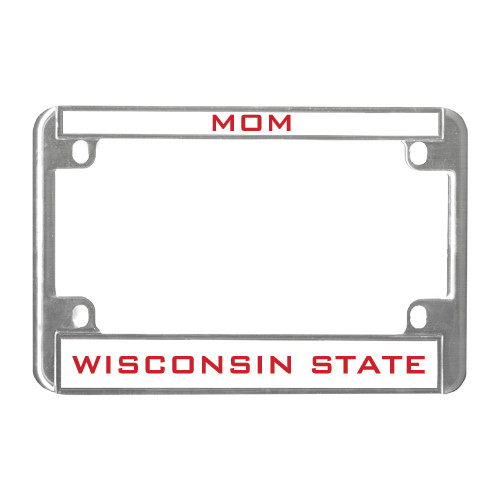 Metal Motorcycle License Plate Frame in Chrome-Mom