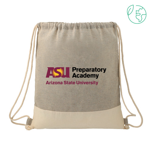  Split Recycled Cotton Grey/Natural Drawstring Bag - ASU Preparatory Academy