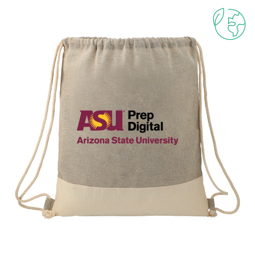  Split Recycled Cotton Grey/Natural Drawstring Bag - ASU Prep Digital
