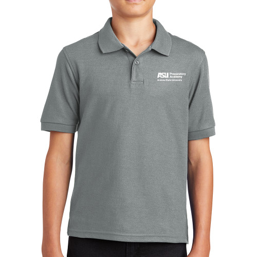  Youth Grey Silk Touch Polo - ASU Preparatory Academy