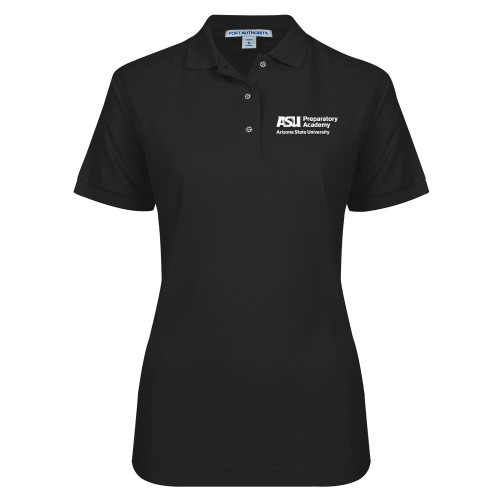  Womens Silk Touch Black Pique Polo - ASU Preparatory Academy