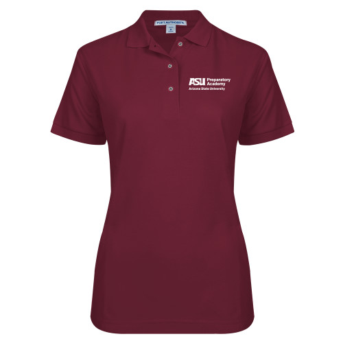  Womens Silk Touch Maroon Pique Polo - ASU Preparatory Academy