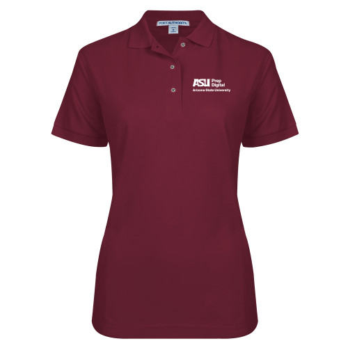  Womens Silk Touch Maroon Pique Polo - ASU Prep Digital