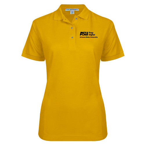  Womens Silk Touch Gold Pique Polo - ASU Prep Digital