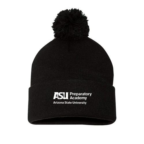  Sportsman Black Pom Pom Cuffed Beanie - ASU Preparatory Academy