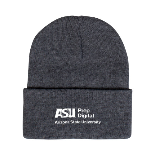  Grey Knit Beanie w/Cuff - ASU Prep Digital