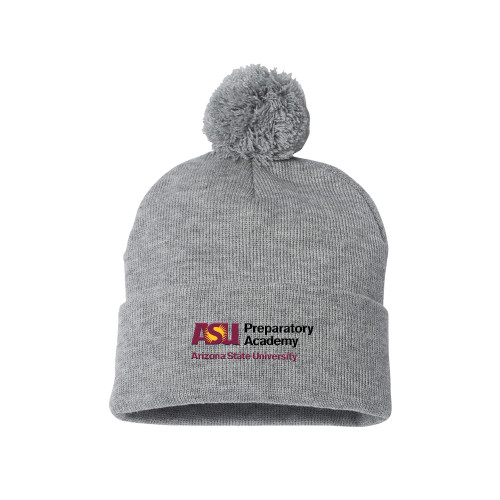  Sportsman Heather Grey Pom Pom Cuffed Beanie - ASU Preparatory Academy