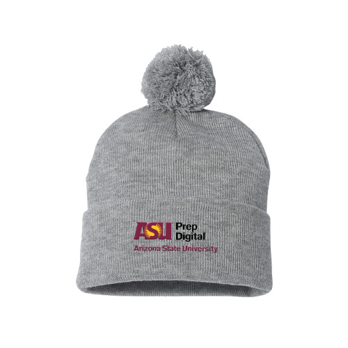  Sportsman Heather Grey Pom Pom Cuffed Beanie - ASU Prep Digital