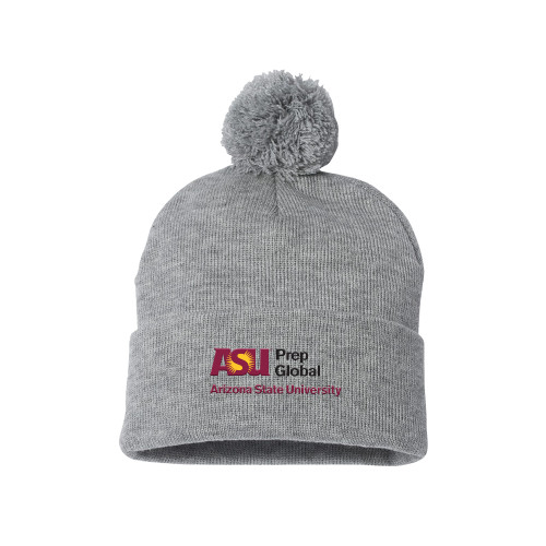  Sportsman Heather Grey Pom Pom Cuffed Beanie - ASU Prep Global