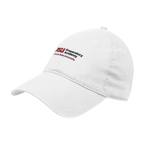 ASU Prep White Unstructured Adjustable Low Profile Hat