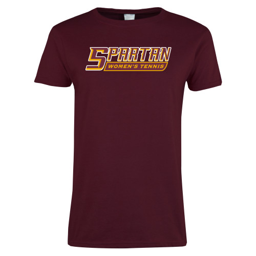  Womens Maroon Short Sleeve Tee - Womens Tennis - Spartans