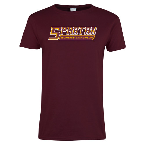 Womens Maroon Short Sleeve Tee - Womens Triathlon - Spartans