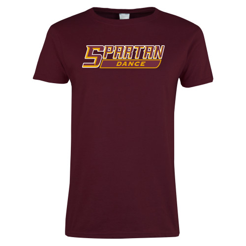  Womens Maroon Short Sleeve Tee - Dance - Spartans